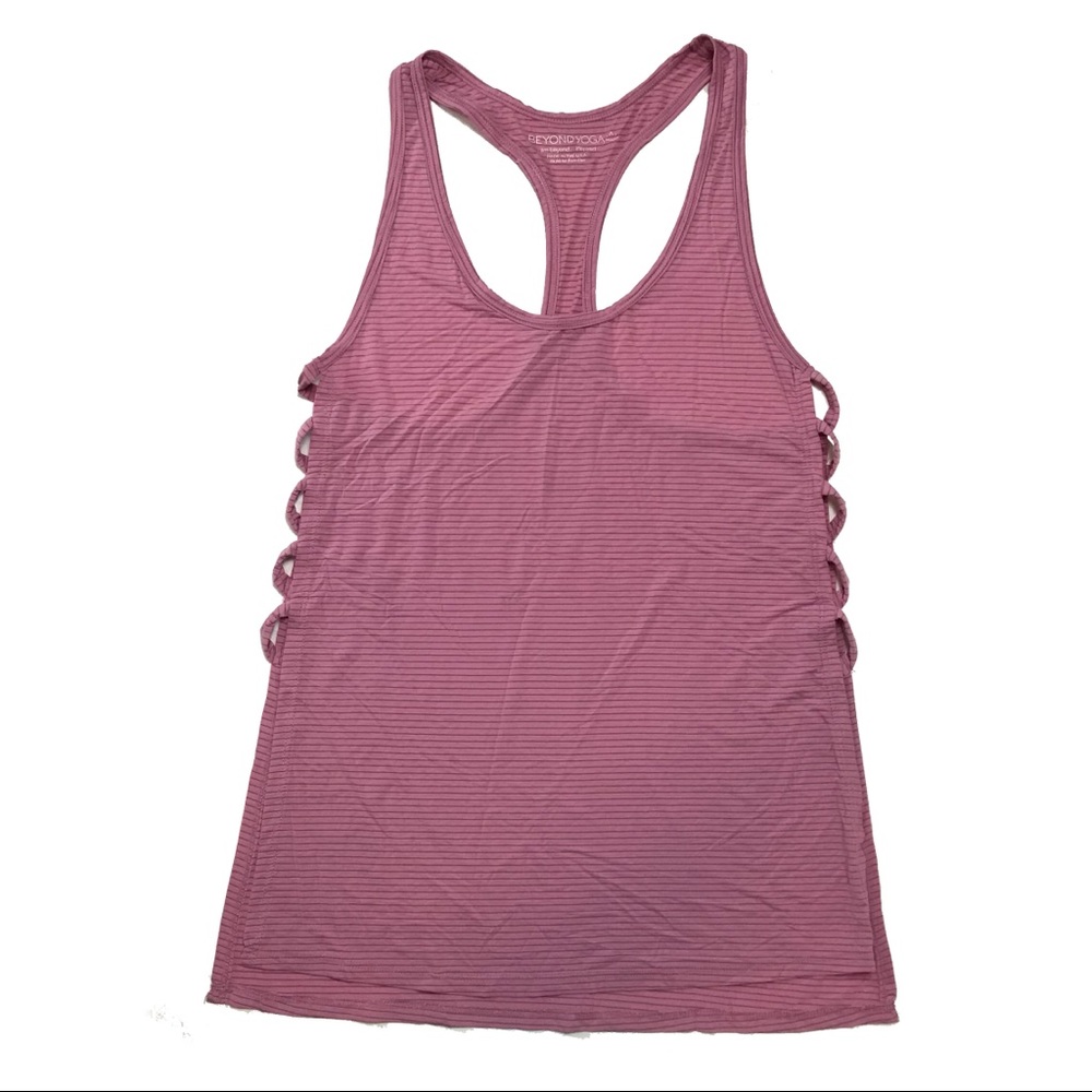 Beyond Yoga Pink Stripes Open Sides Tank Top